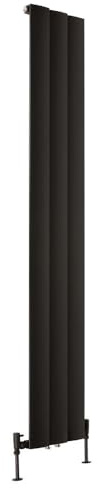 MILANO Black Vertical Single Stepped Panel Aluminium Radiator 1800 x 280mm
