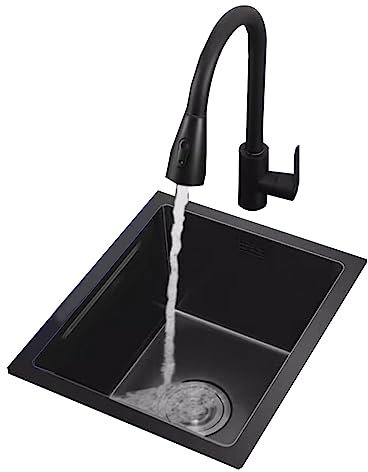 SFNIOKFG Kitchen Studio Küchenbar-Spüle, verdeckte Spüle mit Abdeckung, Spülbecken, Unterbau-Waschbecken für Gemüse und Obst (Farbe: Schwarz, Größe: 42 x 35 x 21,5 cm)