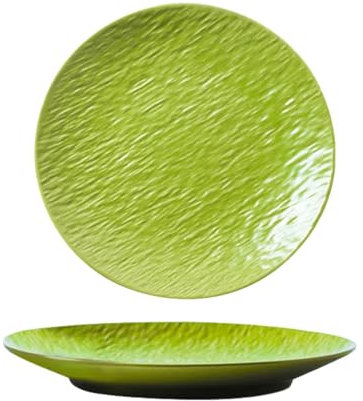 Supercap Assiettes plates en céramique à bords hauts de 8inch de haut en porcelaine pour salade, pâtes, résistantes aux rayures, pour cuisine, restaurant (Green A, 2pcs 10inch)