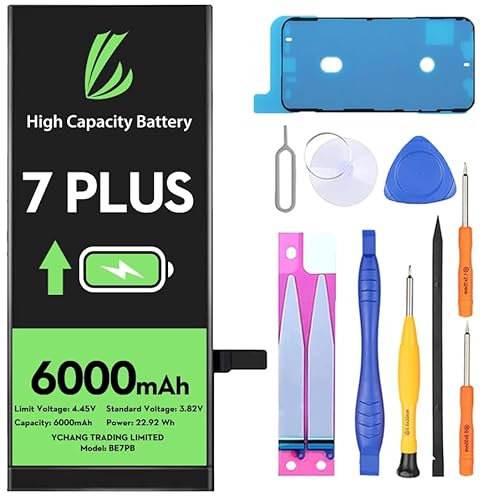 LL TRADER Akku für iPhone 7 Plus, 6000 mAh hohe Kapazität Lithium-Polymer-Akku mit Reparaturwerkzeug