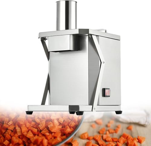 XSDAJSD Tagliaverdure Professionale con 3 Lame a griglia, Acciaio Inossidabile Resistente, Macchina elettrica per Tagliare a cubetti la Frutta da 200 W per Patate, Carote e cubetti, 12x12