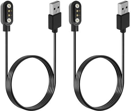 Ksywydu 2 Pièces Chargeur Montre Connectée 2 Pins 4mm, Câble de Charge Magnétique pour Smartwatch Universel pour Smartwatch, Accessoires pour Montre Intelligente, Recharge Rapide, Portable, 60 cm