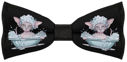 Bubbelbad Sphynx kattflugor för män justerbara förknutna roliga mönster flugor för bröllopsfest, Stil, one size