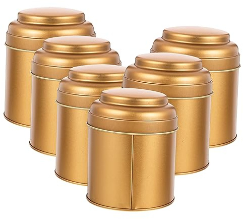 IMIKEYA 6piezas Lata De Té Tapa Doble De Hojalata Pequeñas Organizador Para Té Suelto Recipientes Reutilizables Para Dulces Para Cocina