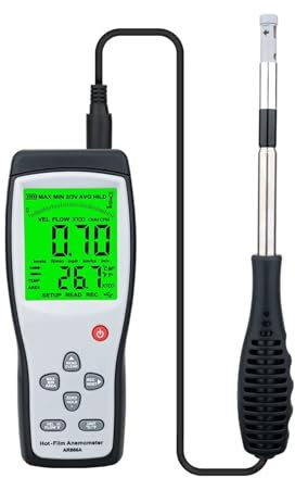AYJYZHIAG Anémomètre numérique à Film Chaud, Compteur de Vitesse du Vent, Mesure de la température de l'air, 40 M/S, Conservation des données sur PC Via Outil de Diagnostic USB