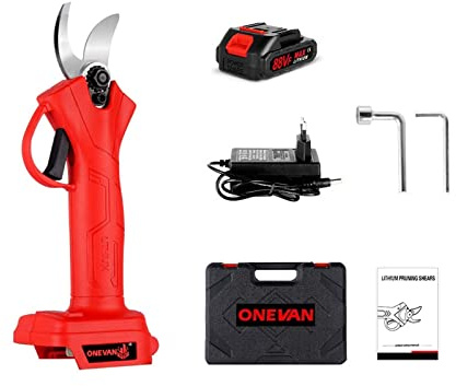 Forbici da Potatura, Potatore elettrico a batteria da 1000 W, cesoia a mano, 4 velocità, tagliarami, strumento paesaggistico, batteria da 18 V,Taglio di Precisione(1 Battery Plug)