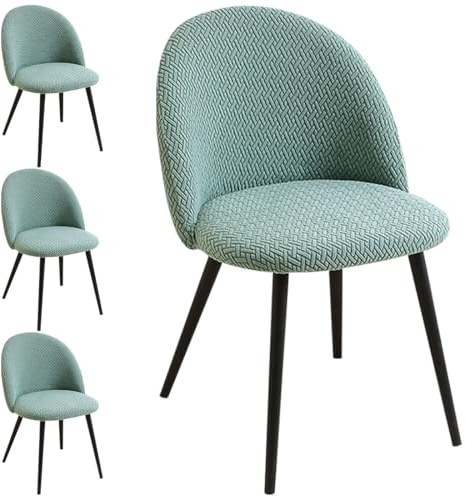 Levoberg - Funda de silla para comedor, diseño escandinavo, extensible, funda para silla, respaldo redondeado, cubierta de silla escandinava, para casa, boda, hotel, 4 piezas, verde