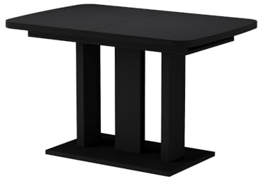 Vicco Esstisch Fenaro, Schwarz, 120-160 x 80 cm | 2 Teile, ausziehbar mit Einlegeplatte zur flexiblen Tischverlängerung