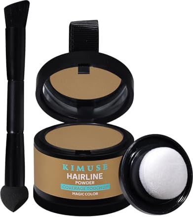 KIMUSE Hairline Powder, Root Touch Up Hair Color, Instantly Conceals Hair Loss, Bald Spot Thin Hair Powder with Dual-ended Hairline Brush for Women and Men, Transfer-proof & Sweat-proof