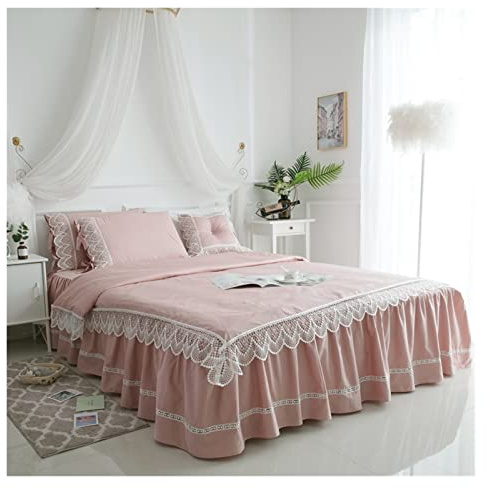 Foglio da Letto Set di Lussuoso Pizzo Piumino copritono lettiera Semplice in Cotone Set di Biancheria da Letto 4/7 per pc Regina Doppia Taglia Il Foglio Letto Set Cuscinetto Fiocco Fodera da Letto