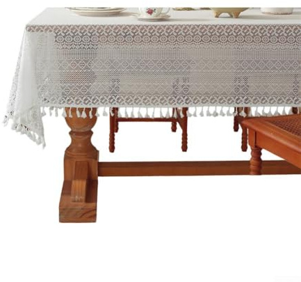 Schöne rechteckige Spitzentischdecke, Vintage-Häkel-Design für Heimdekoration und besondere Anlässe, pflegeleicht (A140 x 220 cm)