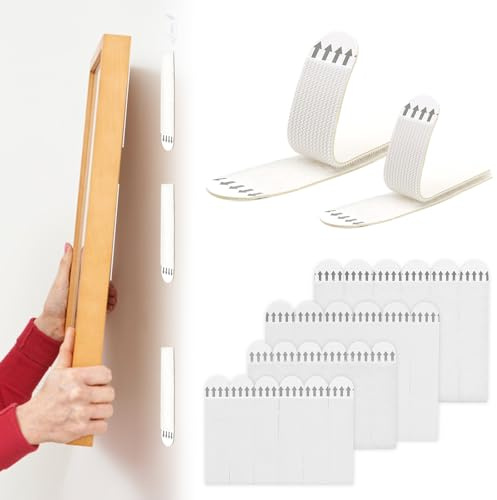 VEGCOO 36 Paia (72 Strisce) Strisce Adesive per Appendere Quadri, Kit per Appendere Quadri Senza Fori, Rimovibili per Cornici, Poster e Decorazioni