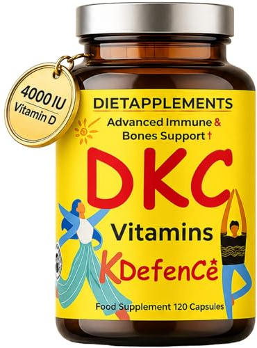 Vitamin D3 4000 IU (100mcg), Vitamin K2 MK7 100mcg & Vitamin C 500mg Capsules – Advanced Immune System, Bone, Muscle Health Supplement - UK Made, GMP Certified