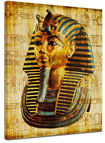 Bilderdepot24 Wandbild - Pharao - Ägypten - Bild auf Leinwand 60 x 80 cm - Leinwandbilder Bilder als Leinwanddruck Städte & Kulturen Afrika - altes Ägypten - Pharaonenmaske
