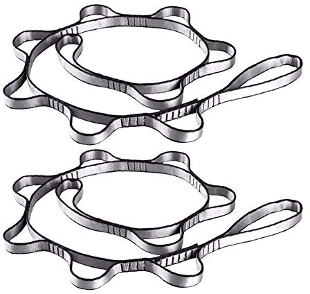 GDRAVEN 2 Starker Daisy Chain, Gurt verstellbar Gurt Seil für Yoga, Jagd Camping Outdoor Sport Starker Klettern, Rot/Grau (Grau)
