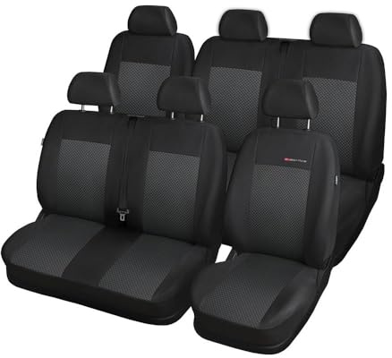 Mossa Passgenaue Sitzbezüge passend für VW Transporter T5 Van 2003-2015 E3 | für zwei Reihen (geteilte Rückbank)