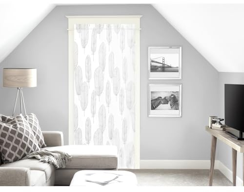 Soleil d'ocre, Laly Voilage Porte fenêtre, Polyester, Blanc, 90x200 cm