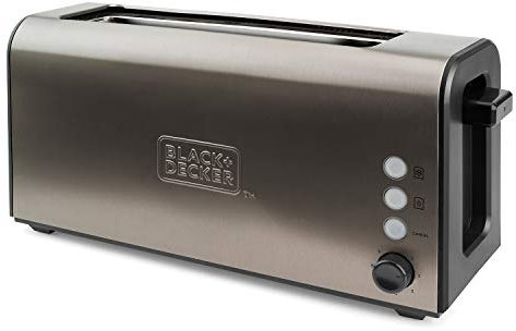 BLACK+DECKER BXTO1000E - 1000W Toaster aus Edelstahl mit extra langem und extra breitem Schlitz, 7 Toaststufen, Auto-Zentriersystem, Funktionen: Stopp, Aufwärmen und Auftauen