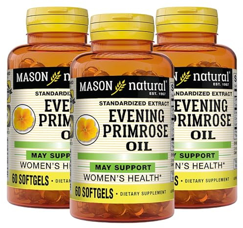 MASON NATURAL Evening Primrose Oil Softgels, 3 Month Supply, May Support Women’s Healh, 3 Pack (1 Month per Bottle)