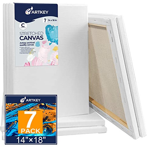 Keilrahmen zum Malen, 36 x 46 cm, 7er-Pack, 300 g/m², dreifach grundiert, säurefrei, 100 % Baumwolle, gerahmte Leinwand, leere Kunstleinwände für Acryl, Gießen, Öl, Aquarellmalerei