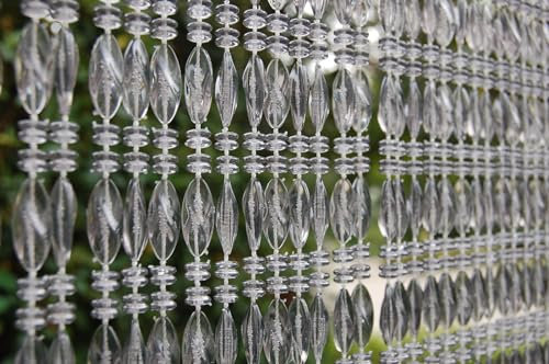 La Tenda Türvorhang ELBA 1 Fliegenvorhang Perlenvorhang Insektenvorhang hellgrau transparent, Maße:100 x 230 cm