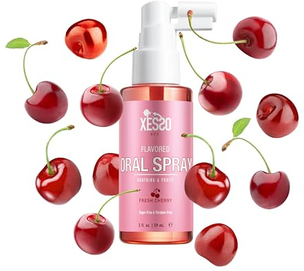 XESSO Flavored Oral Spray w/Fresh Cherry Scent 2 fl oz, Deep Throat Relaxing for Women and Men, Reduces Gag Reflex, Throat and Mouth Mist for Oral Pleasure, Made in USA, Package May Vary
