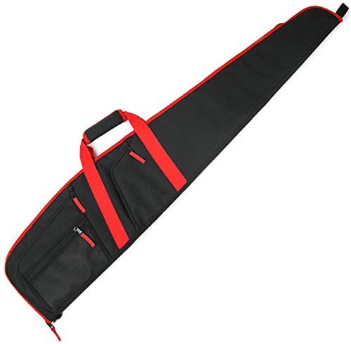 GUGULUZA Custodia Morbida per Carabina, Imbottitura Borsa da Trasporto di Fucile con Tracolla, Nero-Rosso 125cm
