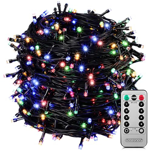 Monzana® 400 LED Lichterkette 40m mit Fernbedienung Timer Innen Außen 8 Modi Dimmbar IP44 Wetterfest Stecker Weihnachten Weihnachtsbeleuchtung Bunt