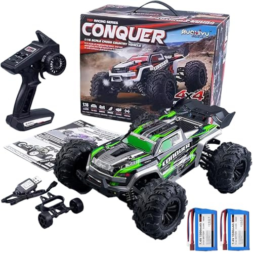 Yidedraw RC Cars 1:16 Scale Remote Control Car 50 KMH High Speed Fast 4WD RC Truck for Kids Adults Boys 2.4 GHz All Terrains RC Buggy Off-Road Drift RC Monster Trucks with 2 Batteries (Green)