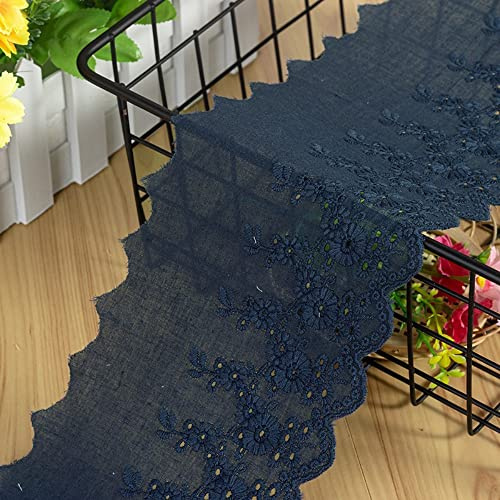 Wambere Cinta de encaje vintage de algodón con bordado hueco, cinta decorativa, cinta de encaje para costura, artesanía, decoración navideña, boda, cortina, decoración, caja de regalo, 11 cm x 2,74 m