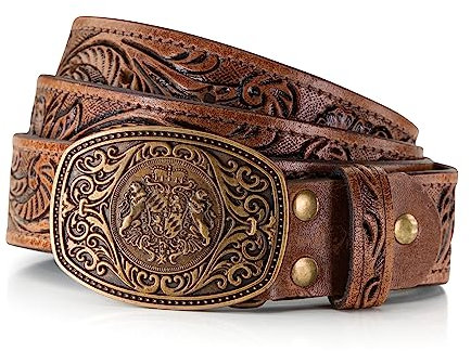 Trachtengürtel Leder handgefertigt - Unikat Trachten Ledergürtel - hand-geschnitzter und hochwertiger Lederhosen Gürtel Zacherl (BW 110 (54-56)