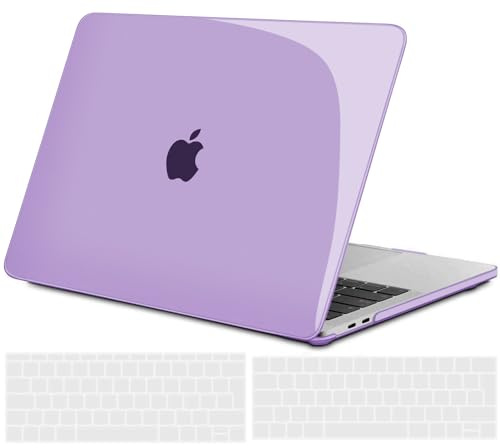 TECOOL Hülle für MacBook Pro 13 Zoll M2 2022, M1 2020-2016, A2338 A2289 A2251 A2159 A1989 A1706 A1708, Ultradünne Schutzhülle Hartschale Case u. EU Tastaturschutz, Kristallviolett