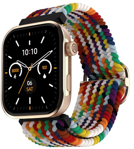 Noise ColorFit Pro 5 1.85 AMOLED Display Smartwatch, 7 Days Battery, BT Calling, 100+ Sport Modes, DIY Watchfaces, Functional Crown, Health Suite, SoS Technology, 1 Year Warranty (Rainbow Beave)