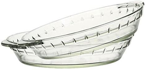 BESTonZON 2 Piezas Plato Hondo a La Plancha Cacerola Para Hornear Platos De Pastel Ensalada De Cristal Cazuela De Cristal Bandeja De Aperitivos Placa Vidrio Sector