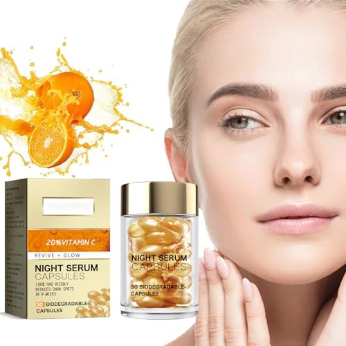 Siero Viso Vitamina C, Vitamina C Viso Siero Idratante, Siero Antietà Vitamina C Per Il Viso, Capsule Di Vitamina C Per Il Viso Per Rassodare La Pelle E Ridurre Le Linee Sottili(30pcs)