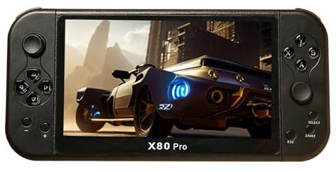X80Pro Handheld Games Consoles,7 inch Retro Handheld Game Console Built in 20000 Games for 12 Simulators,Support 128GB TF Card Extension,Multifunctional Handheld Consoles for Kids