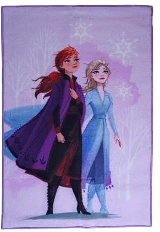 Disney Home Kinderteppich - Offiziell lizenzierter Kinderspielteppich für Kinderzimmer, Spielzimmer - rutschfeste und waschmaschinenfeste Spielmatte für Kinder, Frozen Teppich 80 x 120 cm