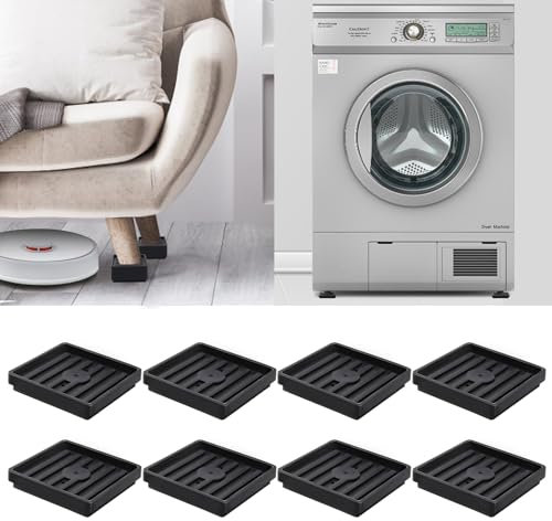 Schwingungsdämpfer Waschmaschine, 8 Stück Vibrationsdämpfer Waschmaschine Füße Möbeluntersetzer, Universal Trockner Gummifüße von Waschmaschinen Dämpfer, Antirutsch Pads von Gummi Möbelrollenauflage