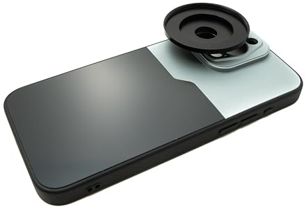 SYSTEM-S Funda para Objetivo 52 mm Compatible con Efecto Lente con Rosca para iPhone 15 Pro MAX en Negro y Gris