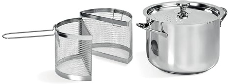 Barazzoni spa, Pentola 3 in 1, Doppio Cestello interno, ø22cm, Capacità 5,5lt, Induzione, Made in Italy