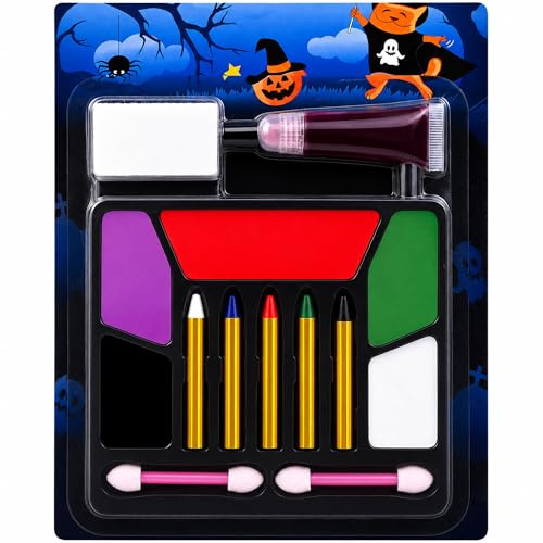 5 Couleurs Palette De Maquillage De Fête, Visage Corps Peinture, Ensemble De Maquillage Halloween, Fake Blood Réaliste, Lavable, Sûr, Pour Halloween, Noël, Soirées à Thème, Pâques