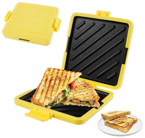 Microwave Toastie Maker,Microwave Toastie Sandwich Maker Silicone Micro Toastie Maker Non-stick,Microwave Toastie Sandwich Maker and Grill Heatwave Technology for Bread Sandwich (Yellow)