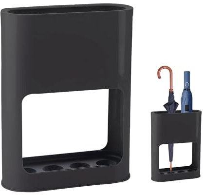 Aartner Umbrella Stand for Hallway, Plastic Umbrella Holder with Removable Tray, 28x22 x9 cm Umbrella Bucket for Indoor Home Office, Umbrella Storage Bin Space Saving Organizer for Entryway (Black)