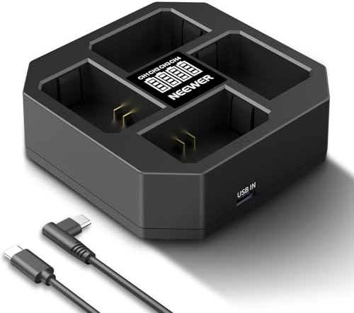 NEEWER 4 Channel NP-FZ100 Charger Compatible with Sony A7 IV A9iii A1 A7R V A7Cii A6700 ZV-E1 FX3 FX30, 45W PD Fast Charging NP-FZ100 Battery Charger with Battery Display, 60W USB C PD Cable, NW-Z4