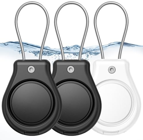 NEUTYPECHIC 3 Pièces Porte Clé pour Airtag - Étui Protection Anti Rayures, Portable et Preuve de l'eau (Black*2+White*1)