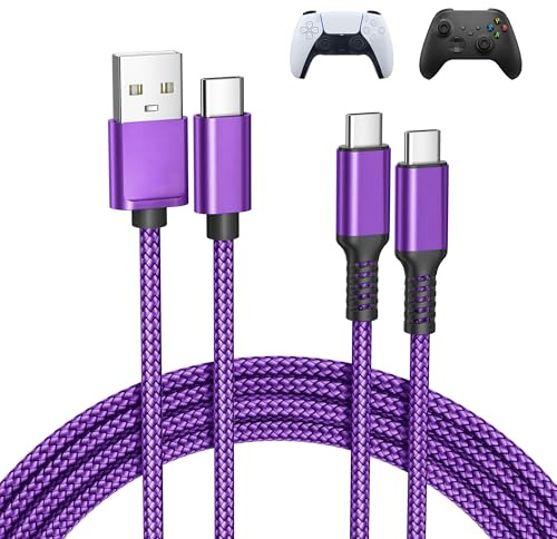 Basesailor para PS5 Controller Charger Cable,Nintendo Switch 2/OLED/Lite | Cable carga USB tipo C largo para XBox Series X|S Core,Elite Series 2,para PlayStation 5 DualSense,PS5 Pro Controller
