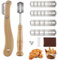 Set di 2 coltelli da panettiere – 20 lame di ricambio – Set di coltelli da pasta, per tagli dritti e curvi, coltelli da pane per tagliare baguette, panini, accessori per la cottura del pane fai da te