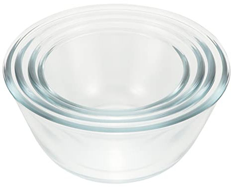 ABOOFAN Juego De 4 Cuencos De Vidrio Ensaladera De Cristal Para Frutas Frutero Transparente Cuencos Para Fideos y Batir Huevos Diseño Liso Para Uso En Casa y En El Restaurante