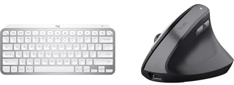 Logitech MX Keys Mini & Trust Yuno Wireless Ergonomic Mouse, Rechargeable