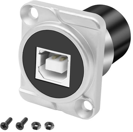 MEIRIYFA Connettore da USB B a pannello A, connettore di montaggio a D, USB 2.0, tipo B, presa a presa USB-A, convertitore adattatore per PC, laptop, scanner, colore argento